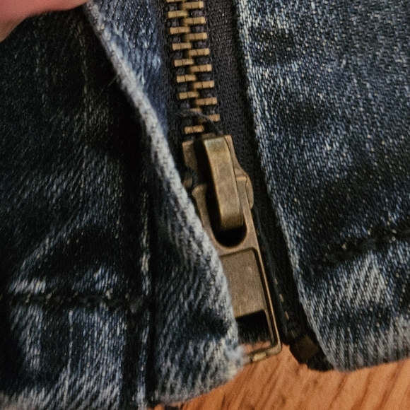 BLANK NYC Size 30 Distressed Blue Biker Jeans with Patchwork, Zip ankles - Picture 8 of 11